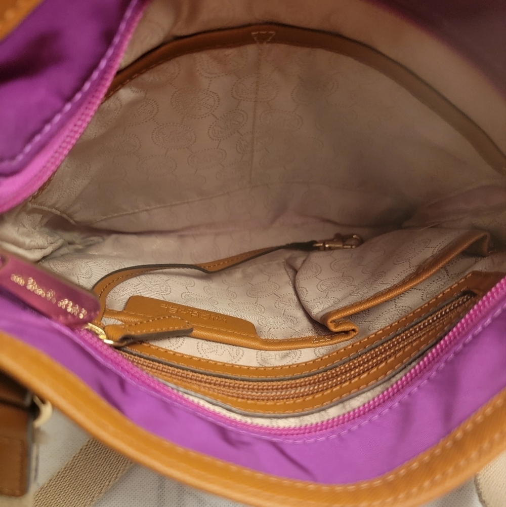 Michael Kors Kempton Burgundy/Tan Crossbody Shoulder Bag - Picture 9 of 16